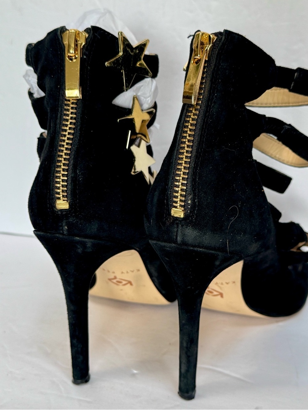 Katy Perry Collections Black Suede Strappy Stiletto Sandals - Picture 5 of 12